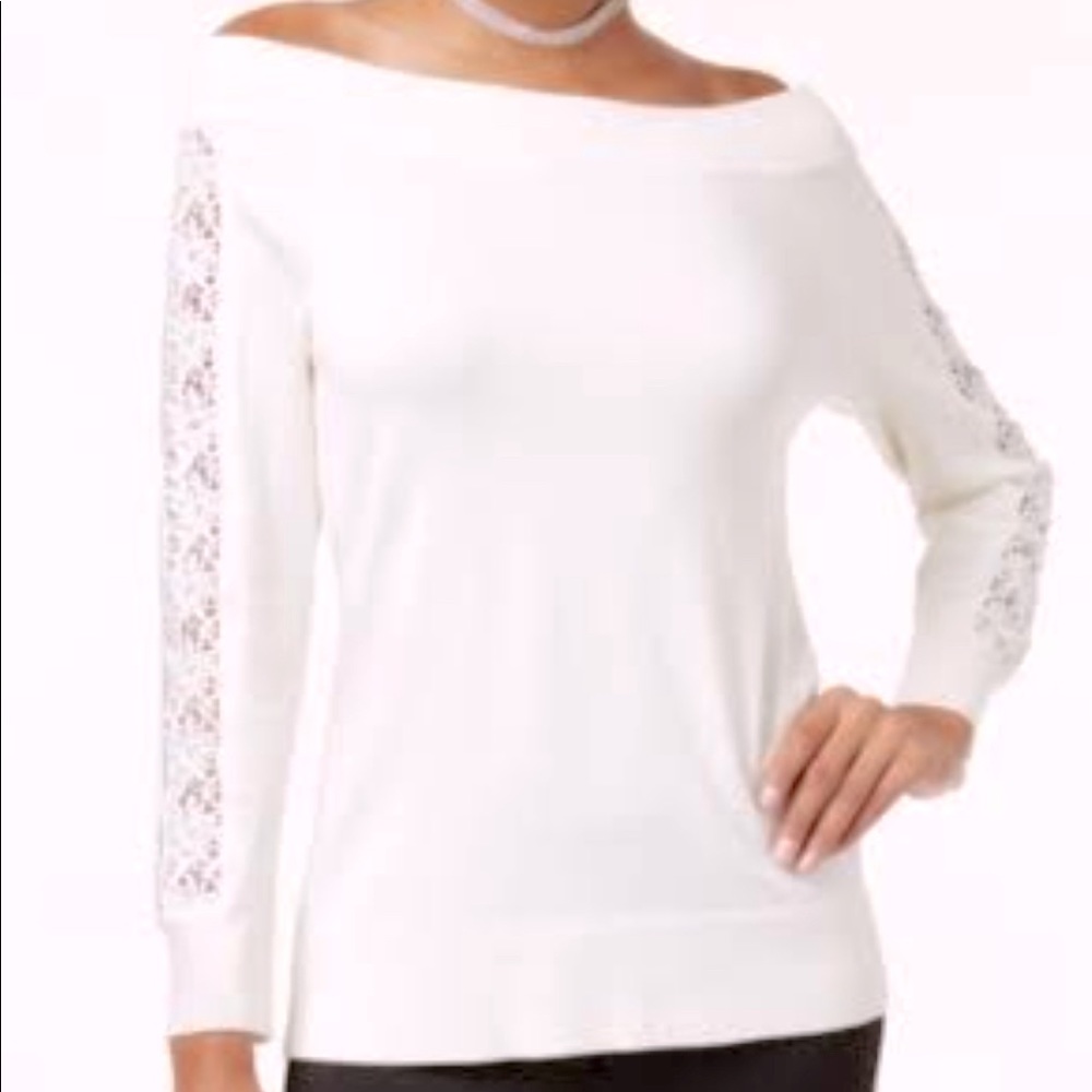 Women's Off The Shoulder Sweater in Ivory